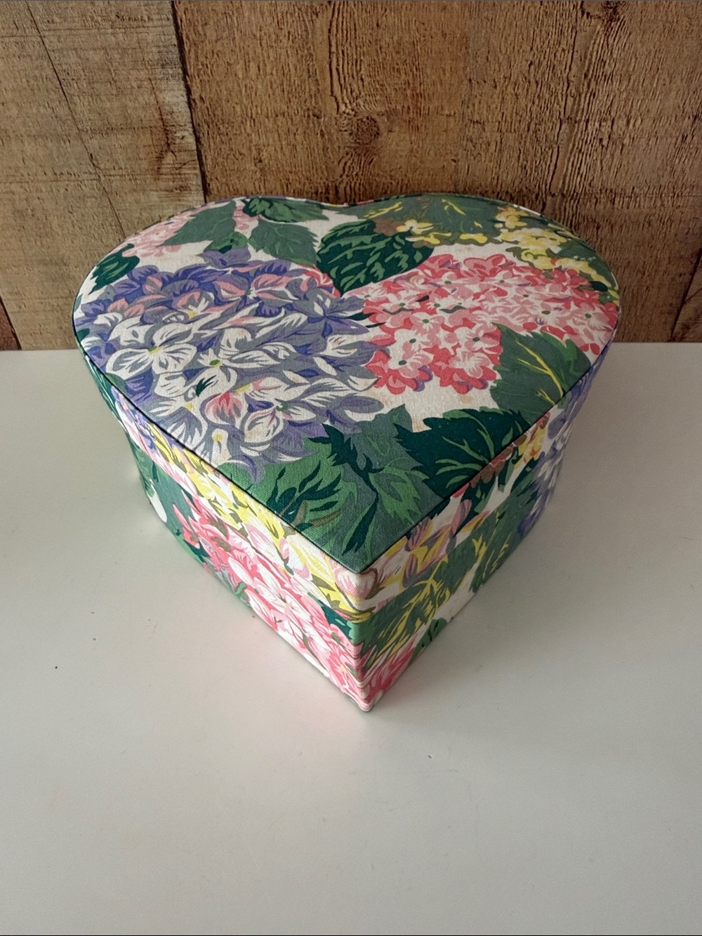 Heart-Shaped Floral Storage Box - Multicolor with Vintage Lace Trims